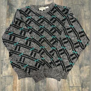 Santana Ltd Vintage Patterned Sweater 100% Acrylic Size Medium